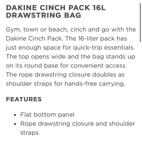 DAKINE Muted Clay Peach Burnt Orange 16L Cinch Pack Nylon Bag One Size - Picture 10 of 10